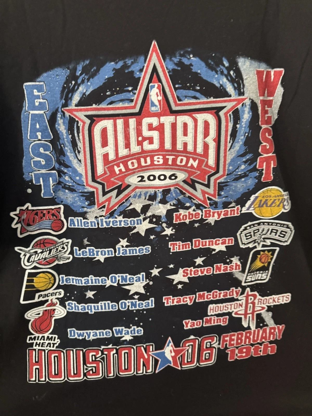 2006 NBA All-Star East West T-Shirt XL Shaq Yao Ming Kobe Lebron Y2K Iverson