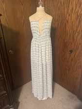 Blush By Green/White Striped Maxi Dress Strappy Sleeveless V-Neck Plus 1XL
