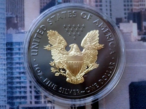 USA - Silver Eagle "Golden Enigma" Ruthenium Gold 2021 -1 oz Fine Silver