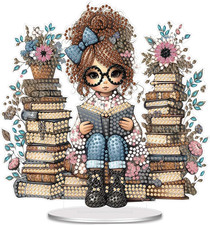 Diamond Art Tabletop Kit for Adult,Diy Diamonds Painting Kit,Reading Girl Diamon