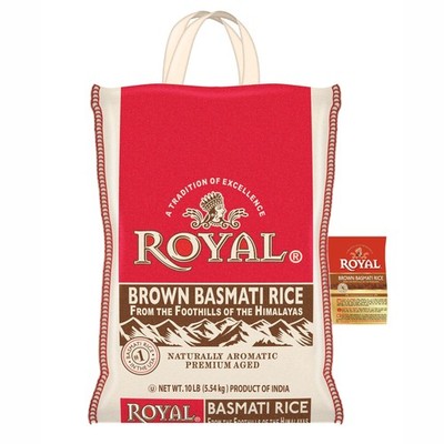 Authentic Brown Basmati Rice, Whole Grain, Gluten Free, Vegan, 10 lb Bag