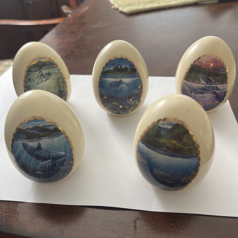 Robert Lyn Nelson Splendors of the Sea 6 Porcelain Egg SeaLife 1995 Danbury Mint