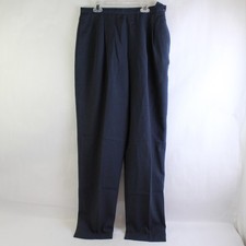 Vintage Rena Rowan for Saville Navy Blue Wool Pleated Dress Pants Women's Sz 12