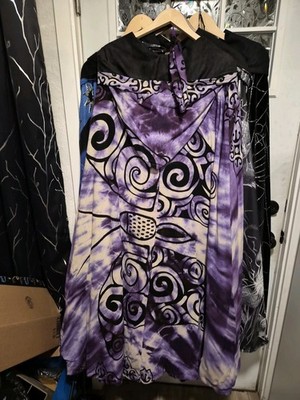 Purple And Black Hooded Cloak Lined With Suade