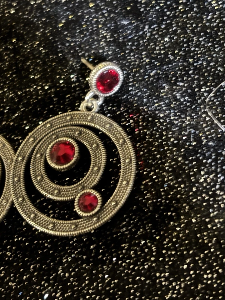 Brighton Red Crystal Hoop Earrings - Image 3 of 4