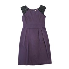 Eliza J Womens dress plum purple with black lace bead detail Size 6P