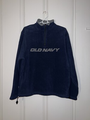Vintage Old Navy Quarter Zip Fleece Pullover Sweater Men's XL Navy