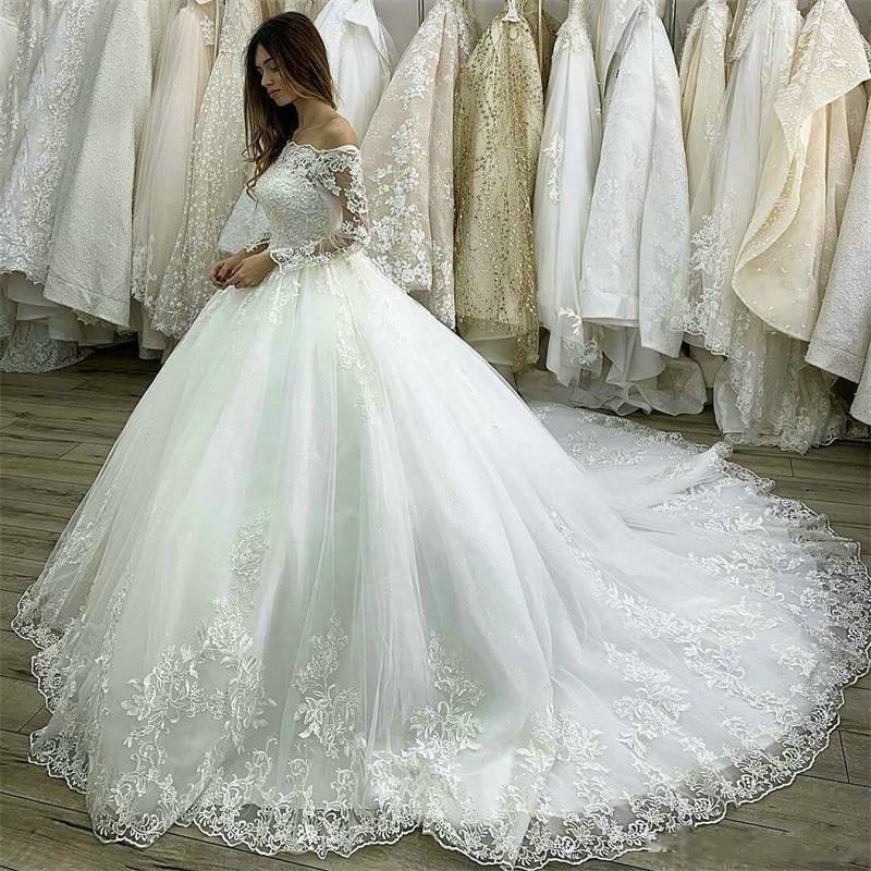 Luxurious Princess Wedding Dresses Lace Applique Bridal Gowns