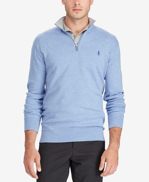 Men's Polo Ralph Lauren Luxury Jersey Half-Zip Pullover, Blue Size S Spring/Fall | eBay