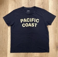 NE Co. Pacific Coast Navy Dark Blue Cream T Shirt Size M Good Condition