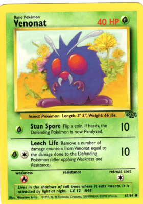 VENONAT 63/64 JUNGLE SET UNLIMITED POKEMON TCG CCG 1999 NM