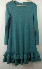 NWT Perfect Peach Womens Sweater Dress Green Fringe Long Sleeve Size Small