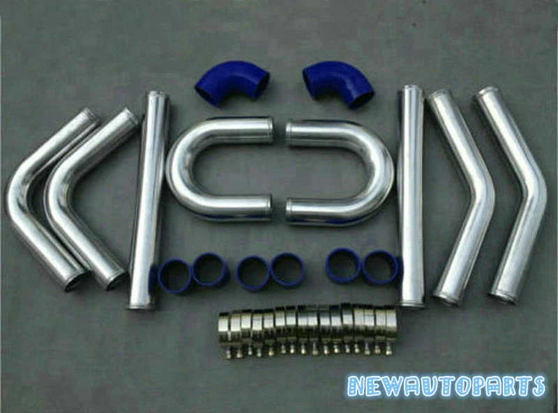 2英寸51毫米通用铝中间冷却器涡轮管道套件+蓝色软管套件 — 第 2/4 张图片