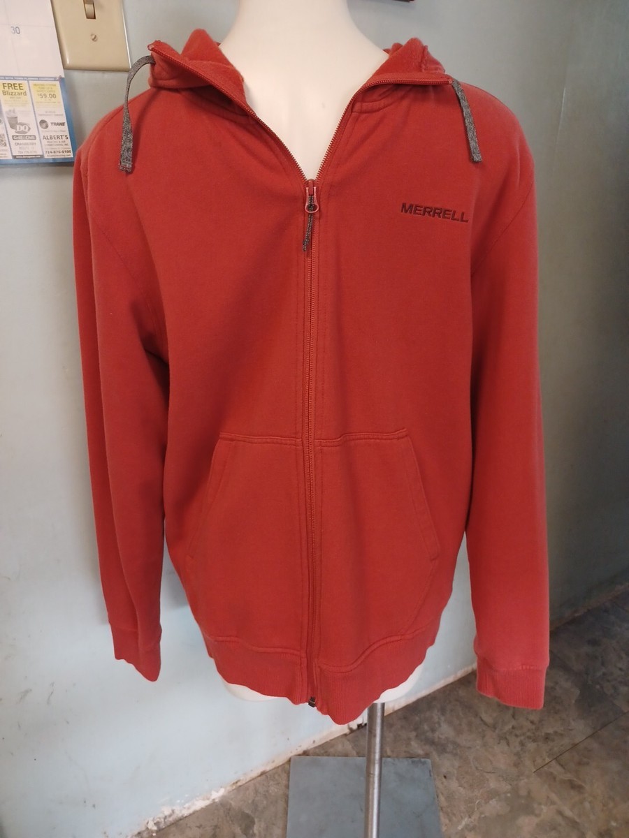 Merrell Men’s Sz M Hooded Sweatshirt Full Zip Hoodie Jacket Burnt Orange  Pocket