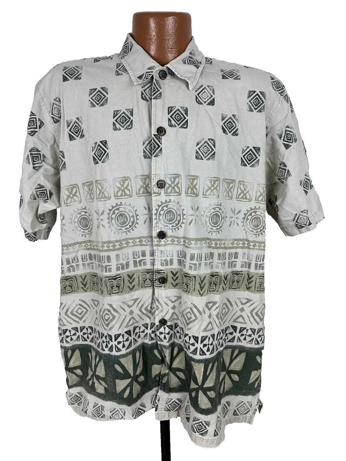 Camisas para hombre Cherokee informales de algodón geométricas con botones