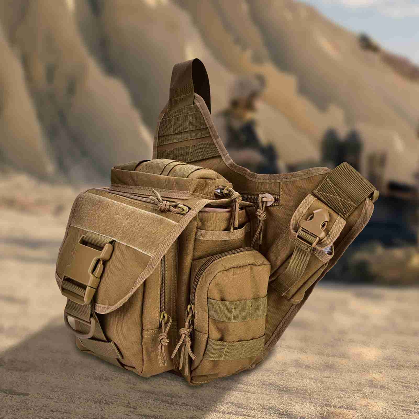 Mens Backpack Travel Tactical Sling Shoulder Bag Molle Chest Pack Outdoor Hiking