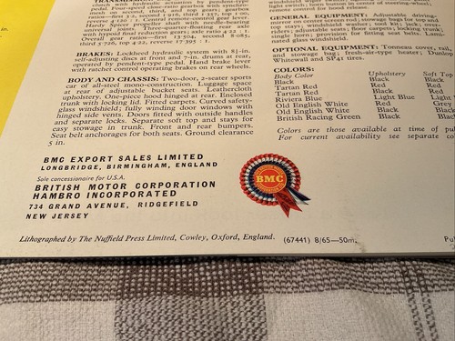 1965 MG MIDGET MARK II SALES BROCHURE - Picture 8 of 9