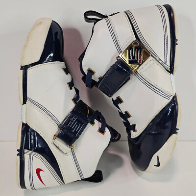 Nike Zoom Lebron V 5 Blue Basketball Shoes 6Y White Navy Metallic