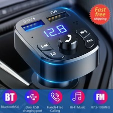 Bluetooth 5.0 Car Wireless FM Transmitter Adapter 2USB PD Charger AUX Hands-Free
