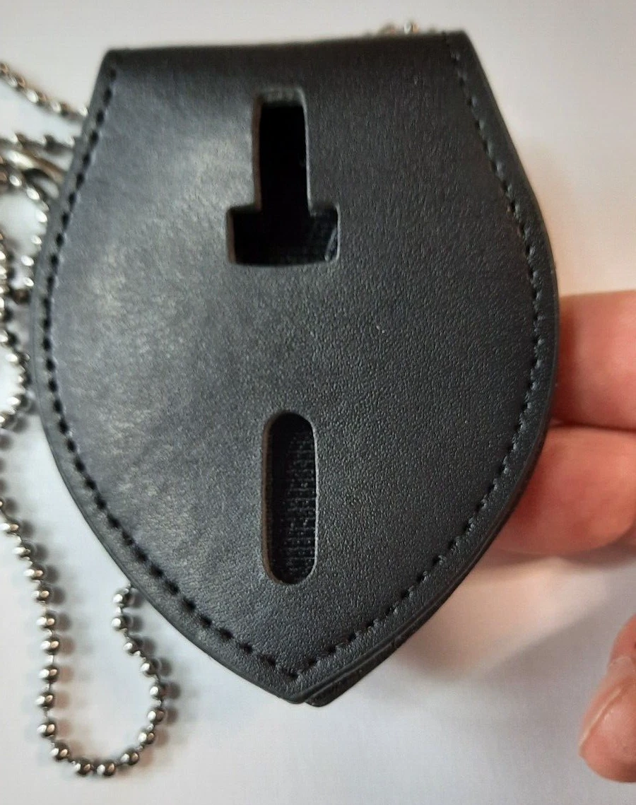 BADGE HOLDER mit Gürtel-Clip + Kette für Police Abzeichen USA Marke belt + neck