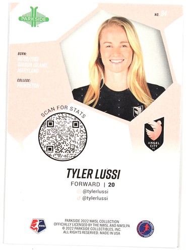 TYLER LUSSI - 2022 Parkside NWSL Red Foil #34 Angel City FC - Picture 2 of 2