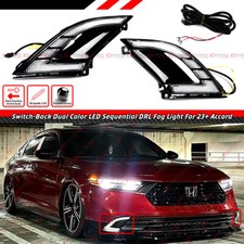 For 2023-25 Accord Front Bumper Dual Color Sequential Led Drl Fog Lamp Light Kit