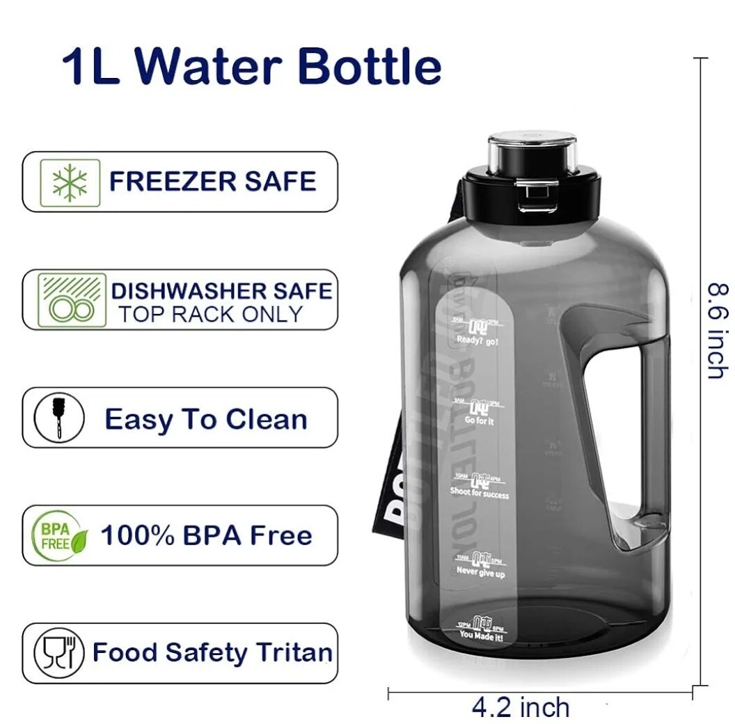 Dun Dun Bottled Joy 32oz Water Jug Bottle (Clear) Track Your H2O Intake