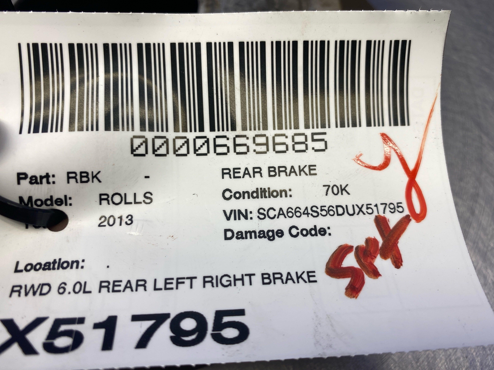 2009-2014 ROLLS ROYCE GHOST RWD 6.0L REAR LEFT RIGHT BRAKE DISC ROTOR SET OEM