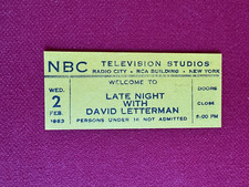 1983, David Letterman, NBC "LATE NIGHT"  Studio Ticket  (Scarce / Vintage)