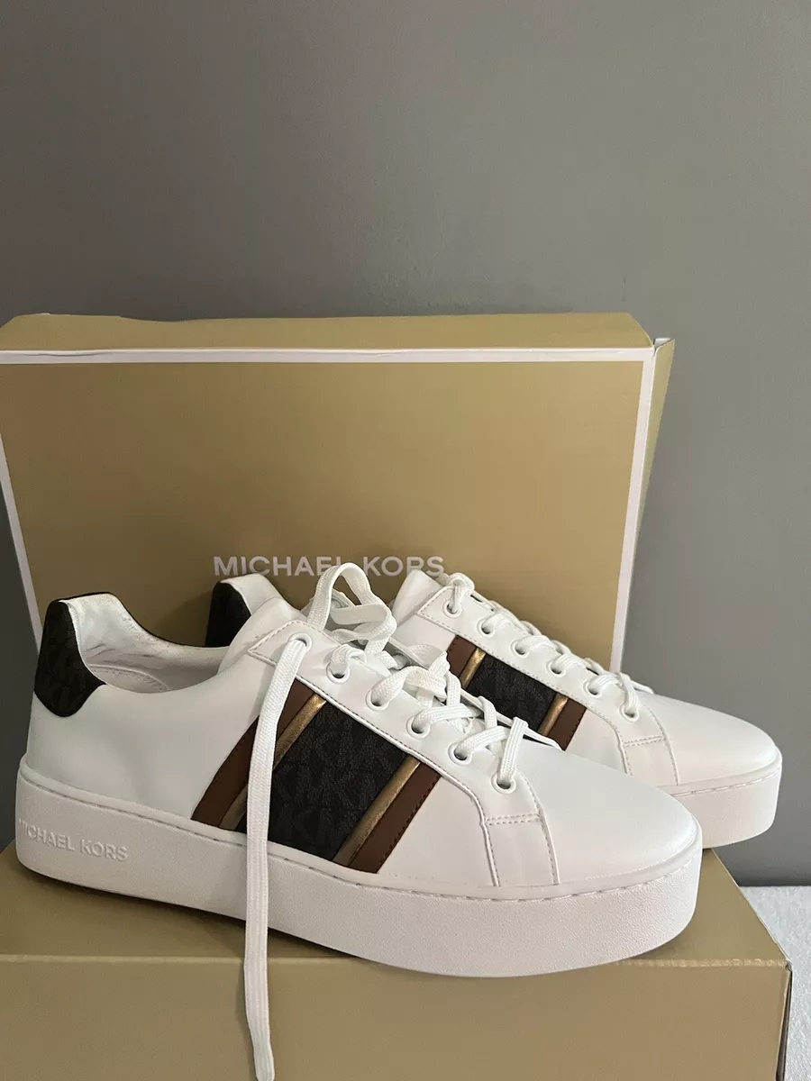 NEW MICHAEL KORS POPPY STRIPE SNEAKERS SHOES SIZE 9.5 DISCOUNTED | eBay