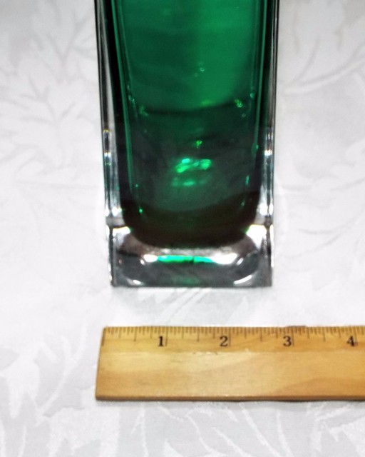 ROYAL GALLERY GREEN LEAD CRYSTAL VASE Made in Italy Heavy eBay