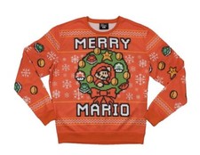 Super Mario Bros Merry Christmas Red Ugly Sweater Sweatshirt Small - Ships Fast