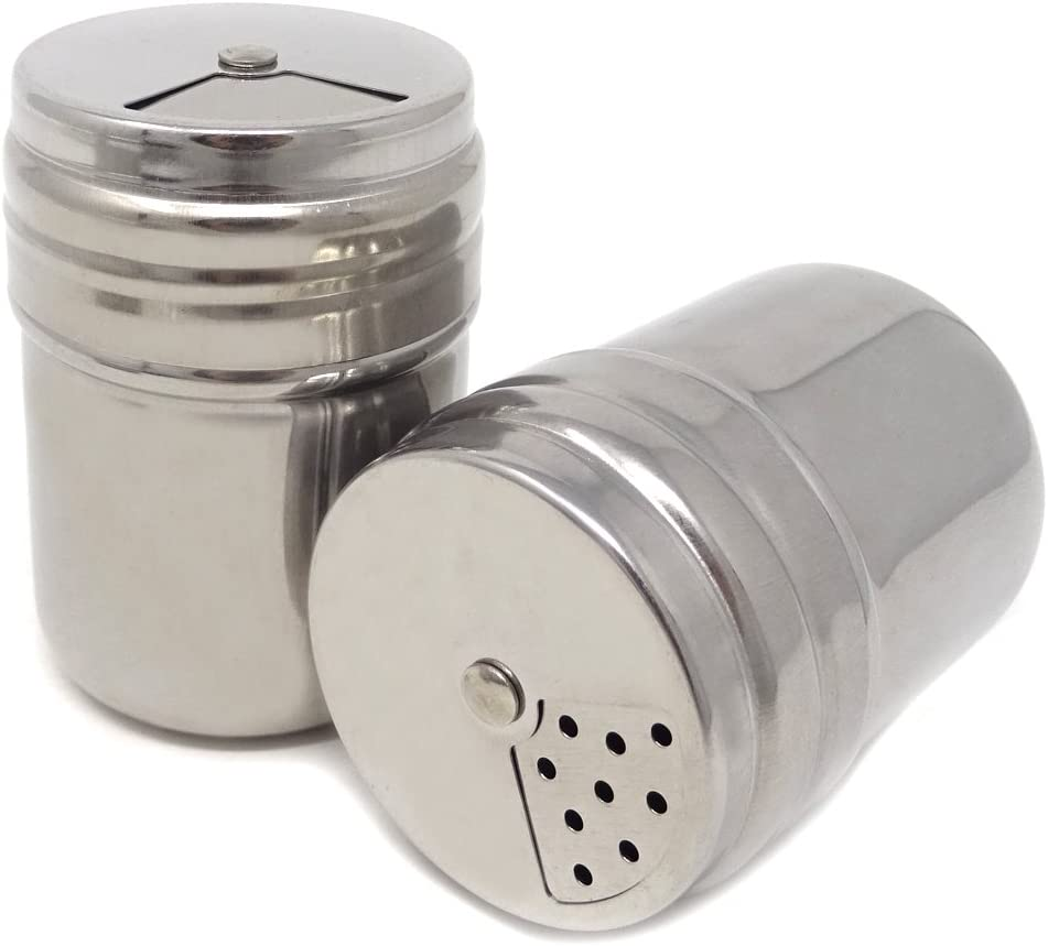 2PCS Stainless Steel Dredge Salt Sugar Spice Pepper Shaker Seasoning
