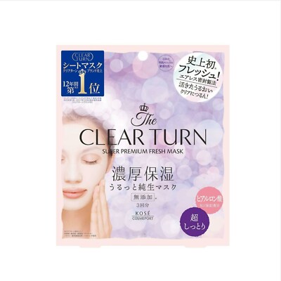 Kose Cosmeport CLEAR TURN Super Premium Fresh Mask Super Moist, 3pcs, Made JAPAN
