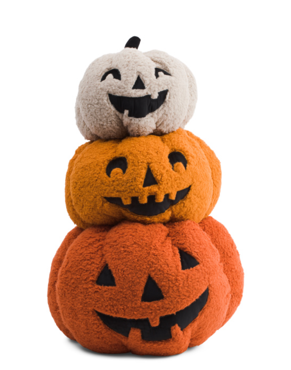 🔴 CUPCAKES AND CASHMERE Large Pumpkins Pillows Stacked Halloween