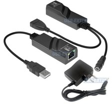 Active Powered USB 2.0 Range Extender Over RJ45 Cat5 Cat6 Cat6E Cable Kit 200FT