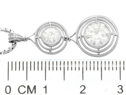 1.42 ct Diamond and Platinum Drop Pendant - Antique Circa 1930 - Picture 7 of 14