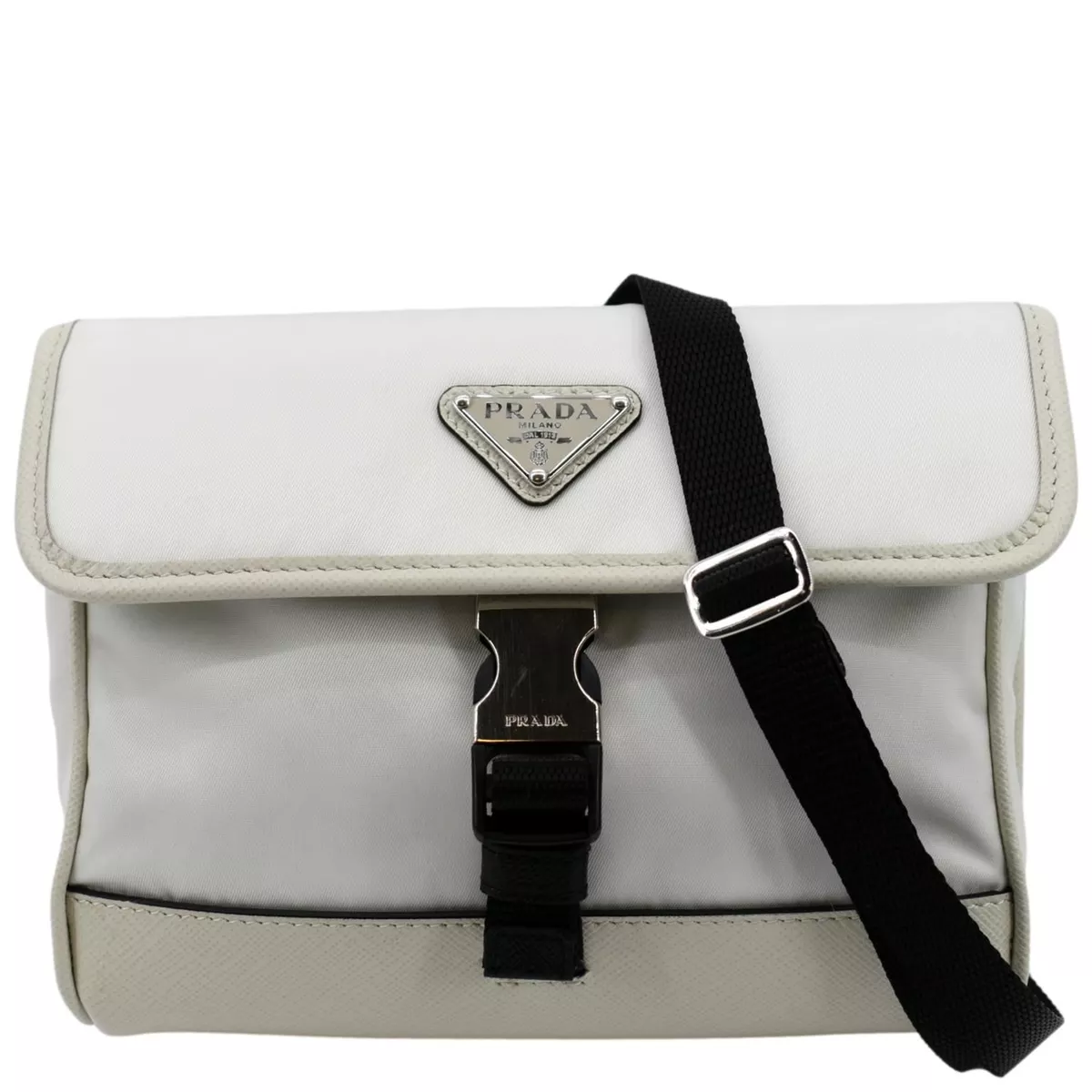 Prada Re-Nylon Saffiano Leather Smartphone Case Shoulder Bag White