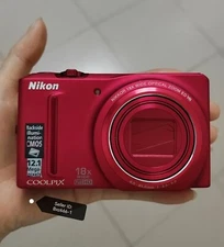 Nikon COOLPIX S9100 12.1MP 18x Zoom HD Digital Camera Red w/Battery & Sd Card