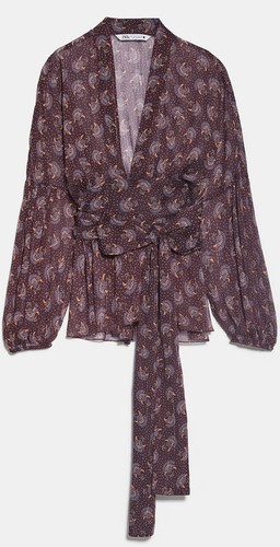 ZARA MULTICOLOURED Printed Blouse With 