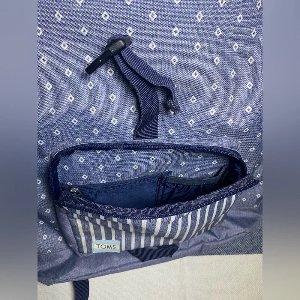 TOMS Fold Down Anti Bullying Backpack Blue eBay