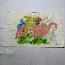 Vintage 70's Sesame Street Pillowcase Featuring Big Bird, Oscar, Grover, Ernie