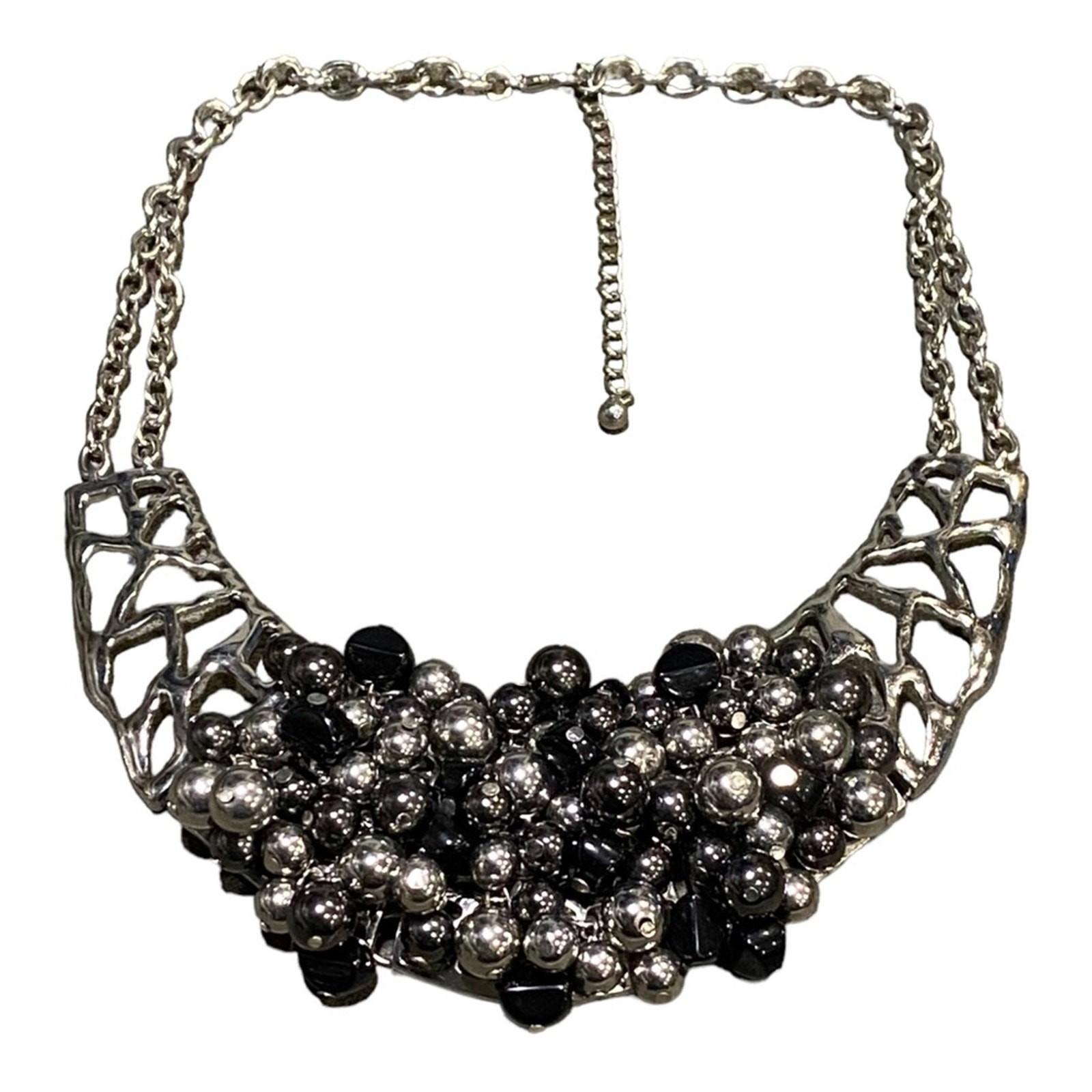 Stunning Black and Silver Statement Necklace - image 3