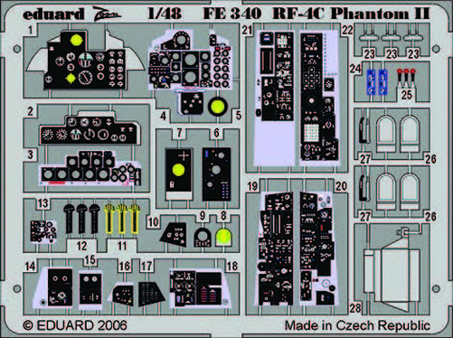 Eduard Accessories Fe340 - 1:48 RF-4C Phantom II for Hasegawa Kit - Etch Set