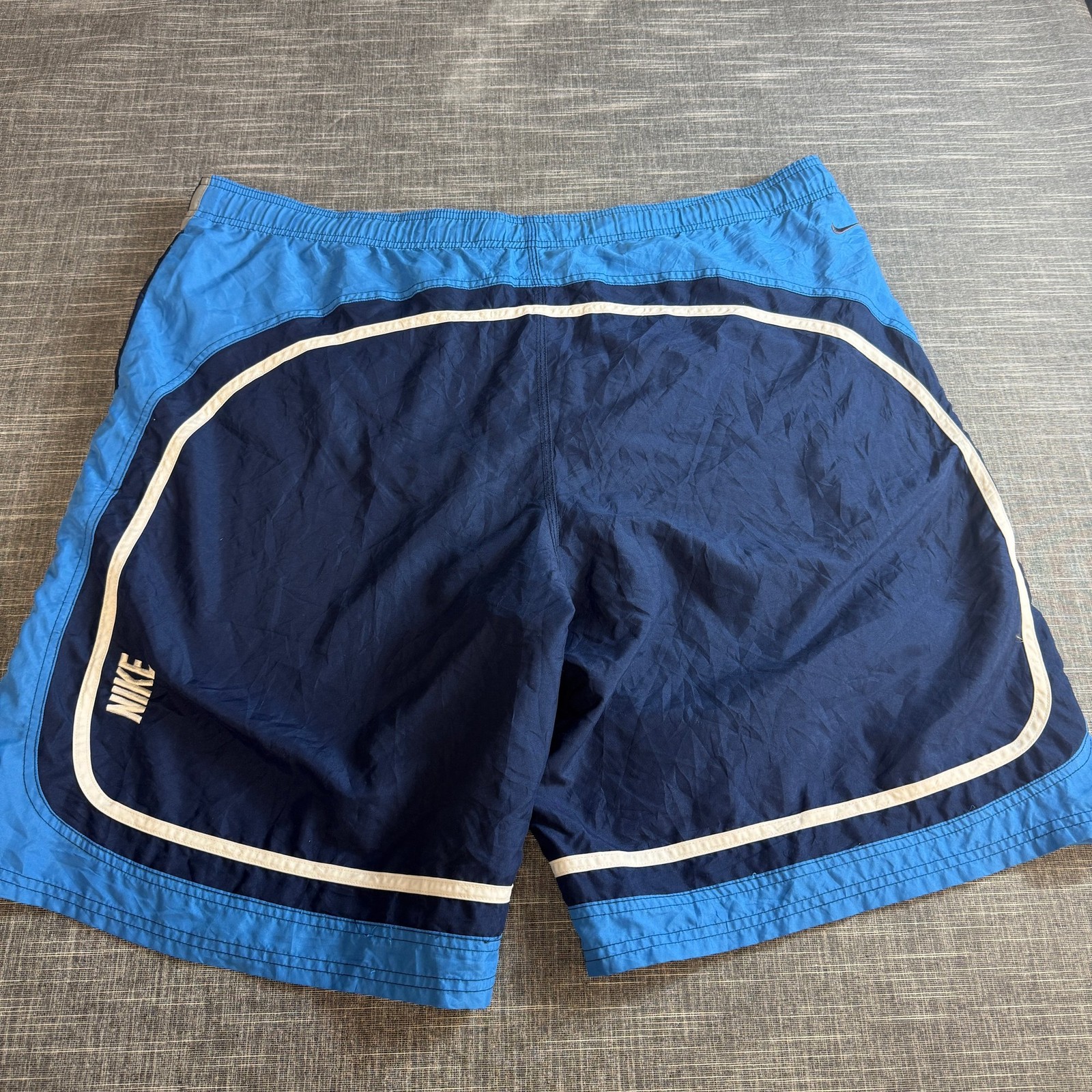 Nike Men's Swim Shorts L Blue White Stripe Sportswear Swimming Trunks image 4