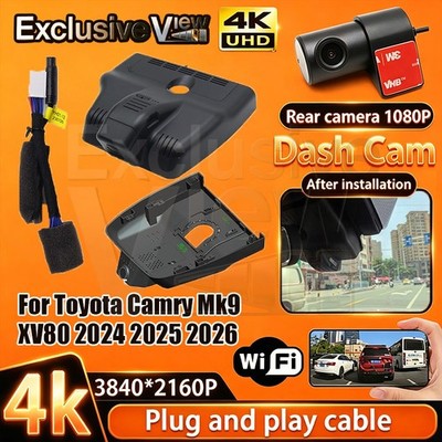 Plug and Play 4K Wifi Dash Cam Camera For Toyota Camry Mk9 XV80 2024 2025 2026