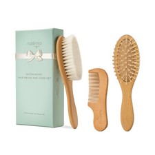 Natemia Wooden Baby Hair Brush  Comb Set - Natural Goat Hair Brist... FAST SHIP