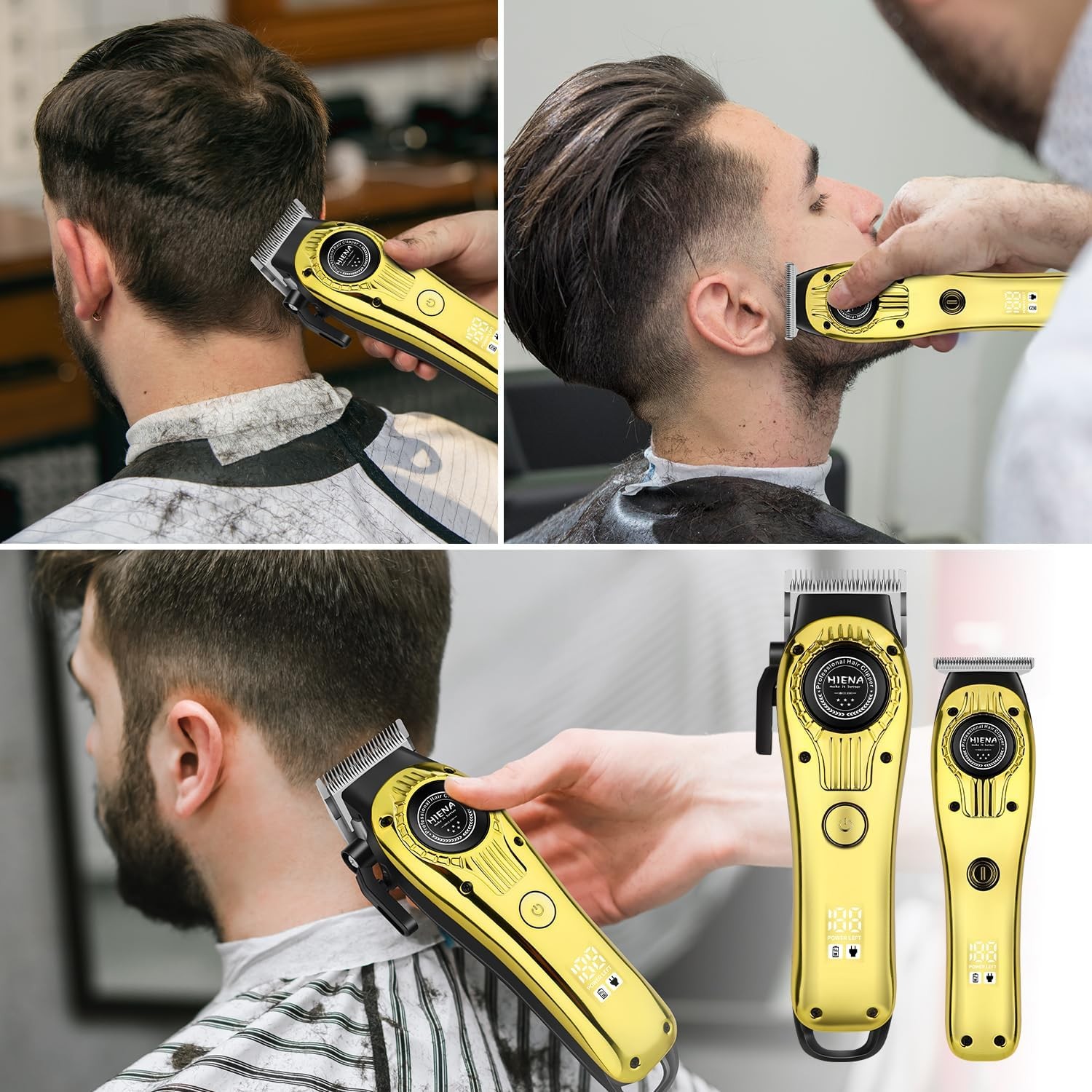 HIENA PRO Professional Hair Clippers Set for Men, Rechargeable Cordless Hair... 