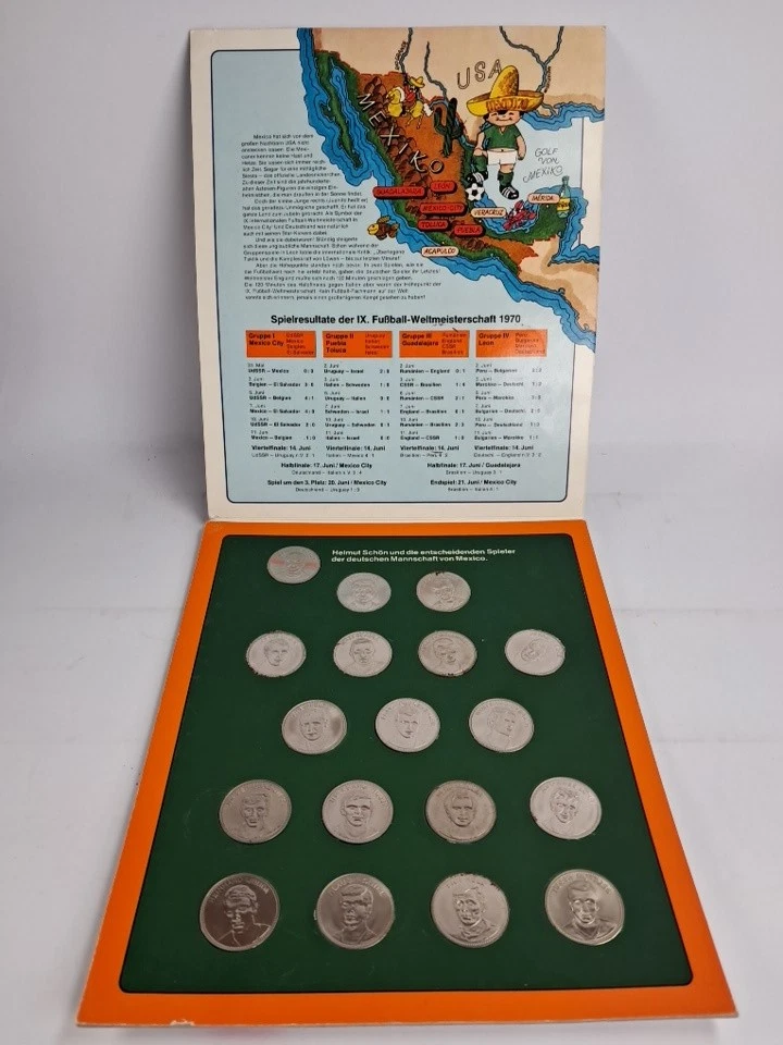 Münz-Mappe: Mexico 70 - IX. Fußball-Weltmeisterschaft, Shell, 18 Münzen - Bild 2 von 4