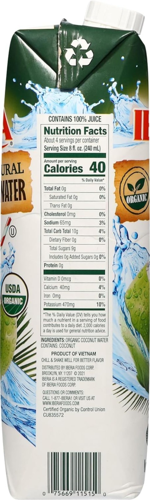 Pure Organic Coconut Water - Pack of 3 (1L Each)